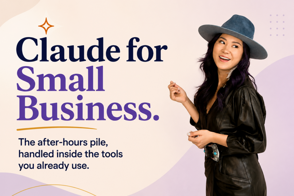 A small business owner handing off after-hours tasks like invoicing and payroll to an AI assistant working inside her existing tools.