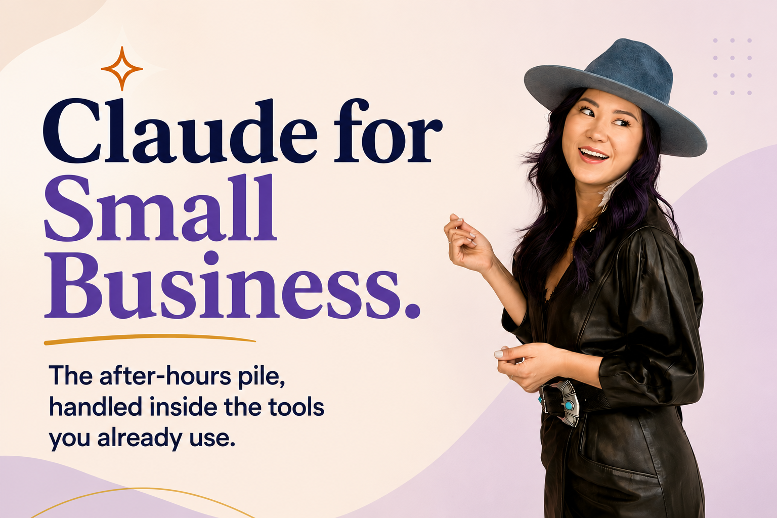 A small business owner handing off after-hours tasks like invoicing and payroll to an AI assistant working inside her existing tools.