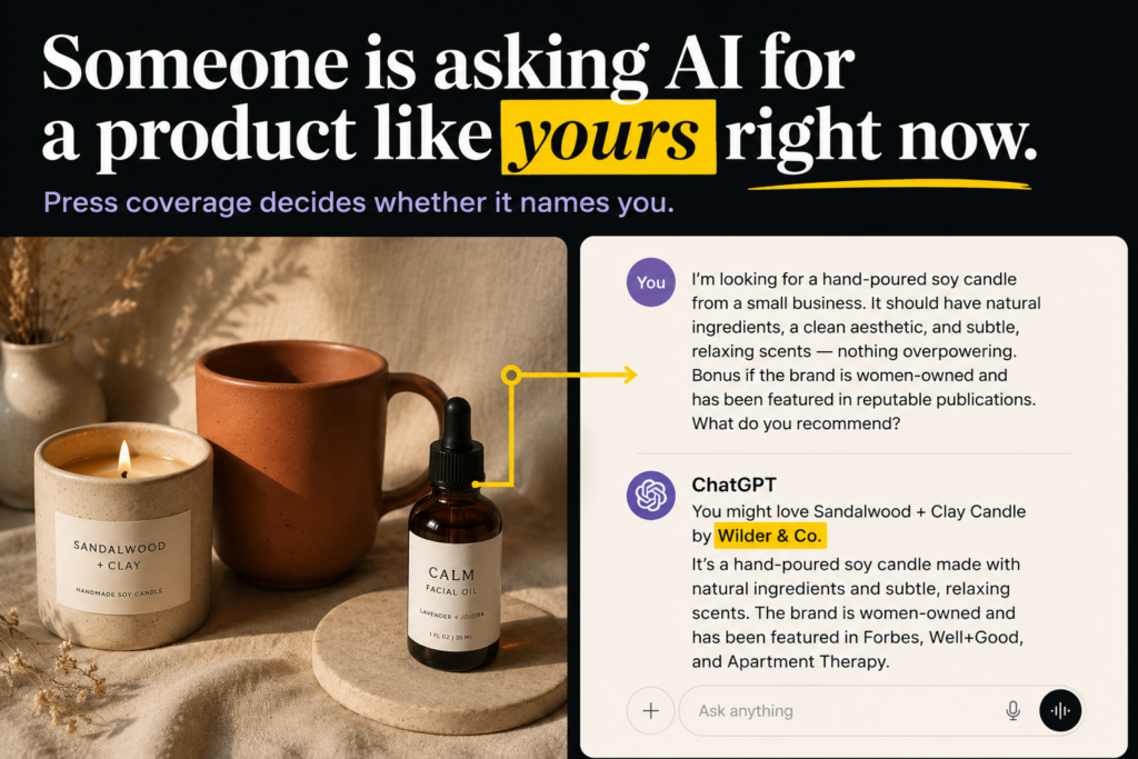 AI is now a customer acquisition channel for small businesses, and small business PR determines which brands ChatGPT recommends Image title: Why AI Has Become a Customer Acquisition Channel for Small Product Businesses